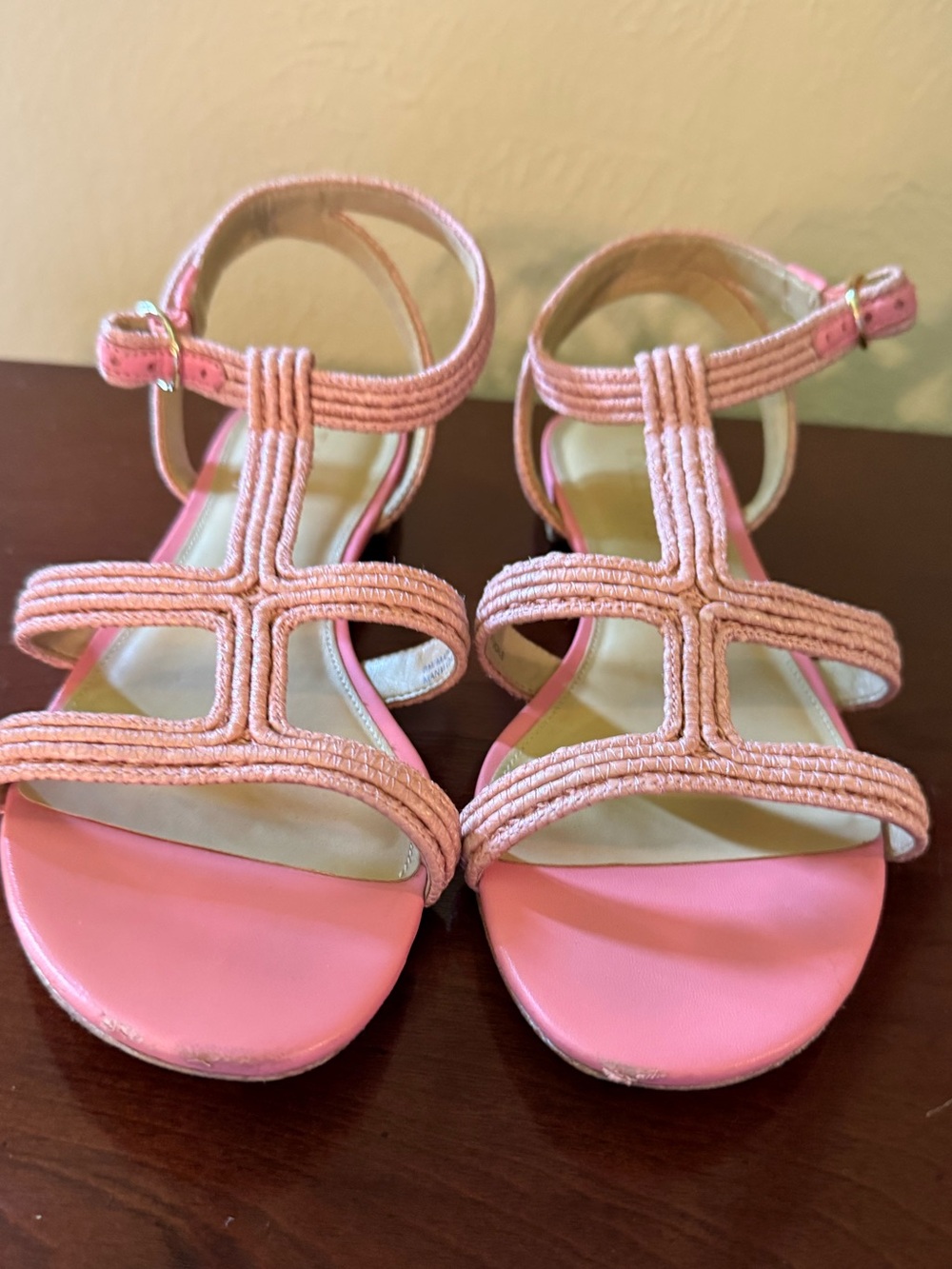 Talbots Pink Strappy Braided Sandals